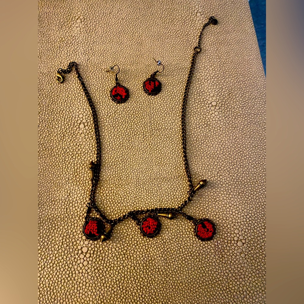 Handmade necklace with matching earrings.